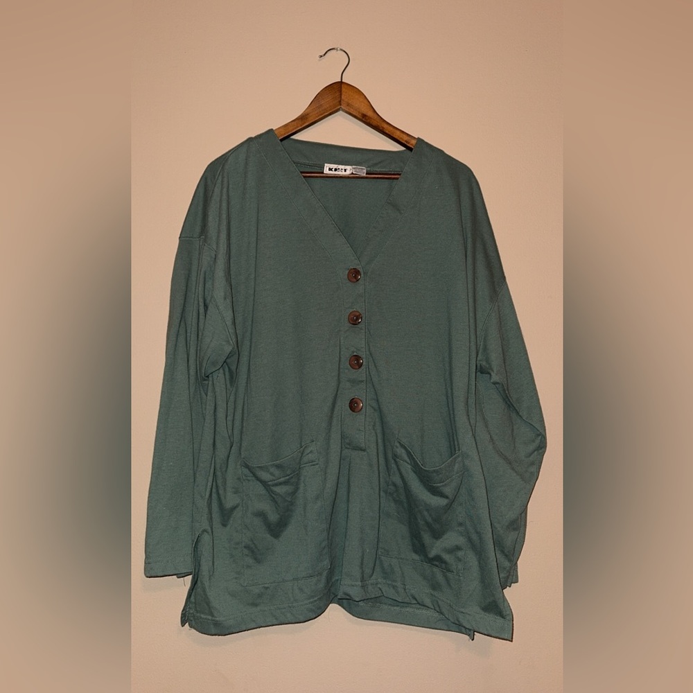 Knit Series Women's Teal Button-Down Shirt
